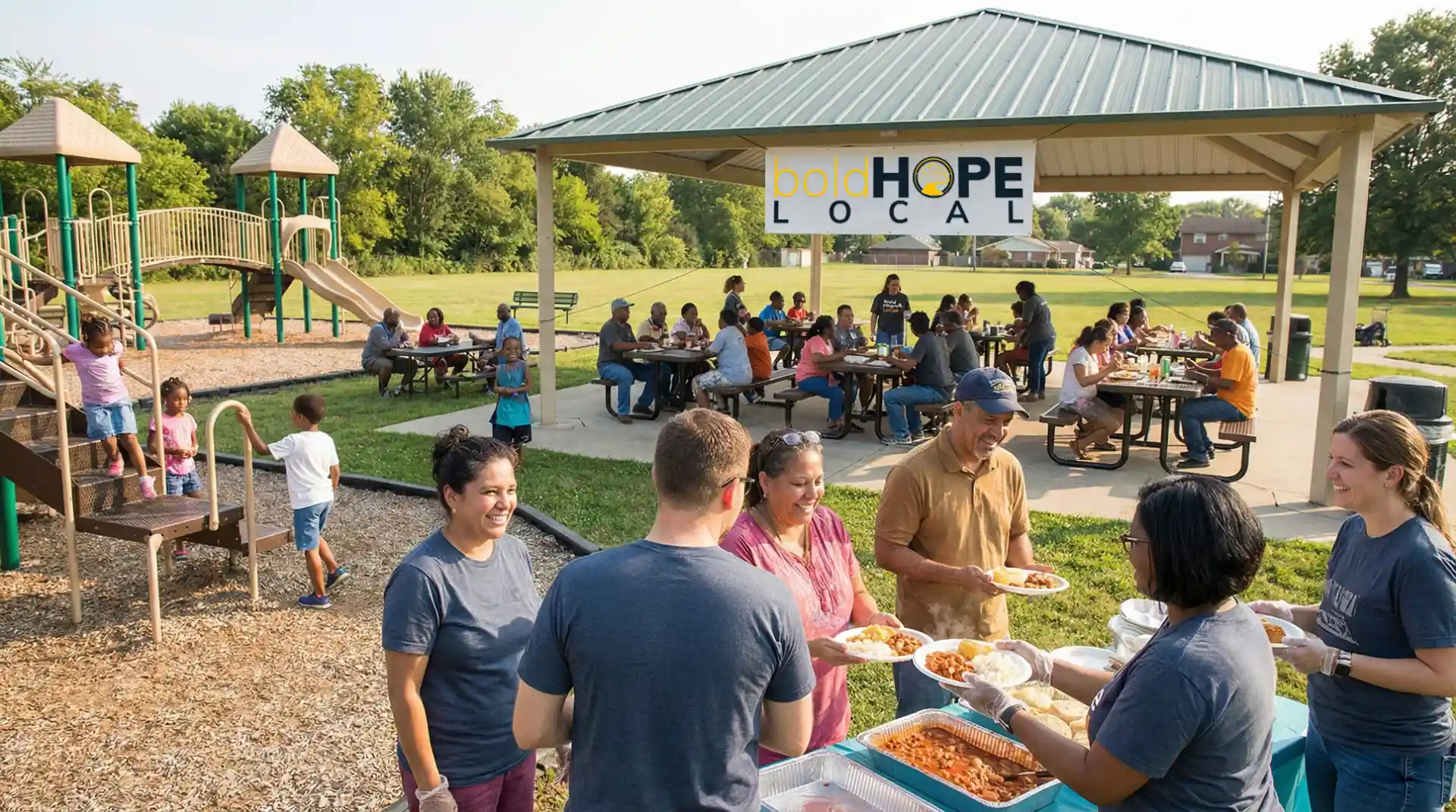 Bold Hope Local volunteers serving neighbors at a community meal